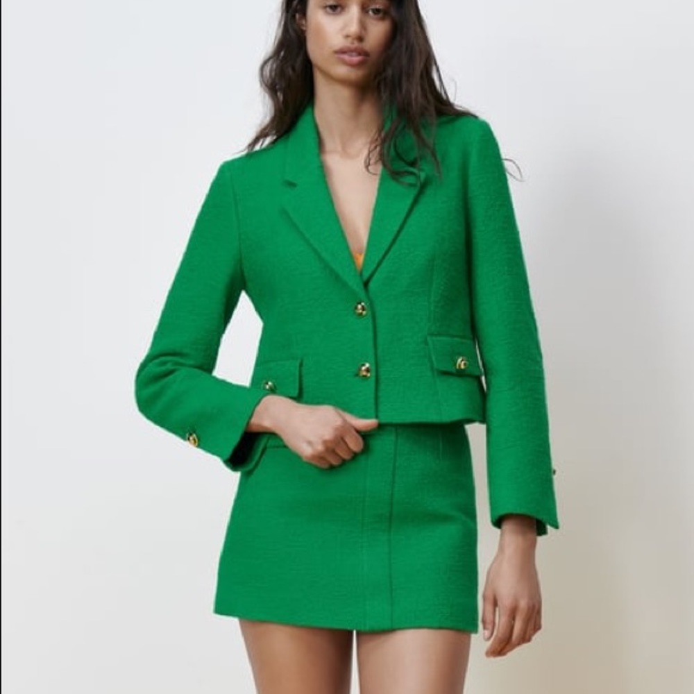 Small Green Zara Blazer Set TOP ONLY